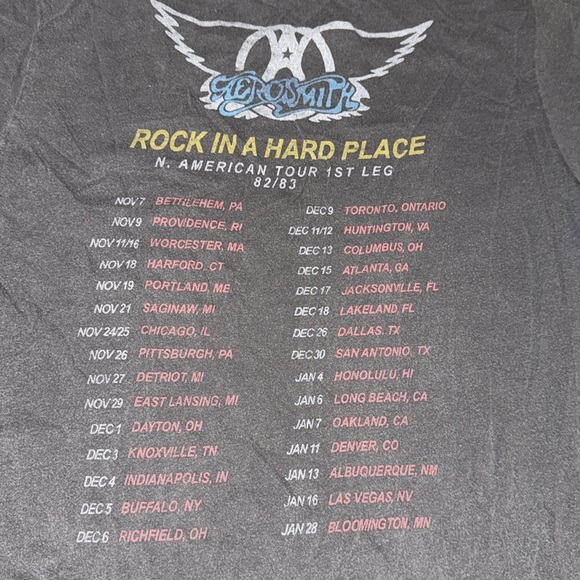 AEROSMITH Concert Tour T-Shirt ROCK IN A HARD PLACE junk food brand SMALL gray - Picture 1 of 5